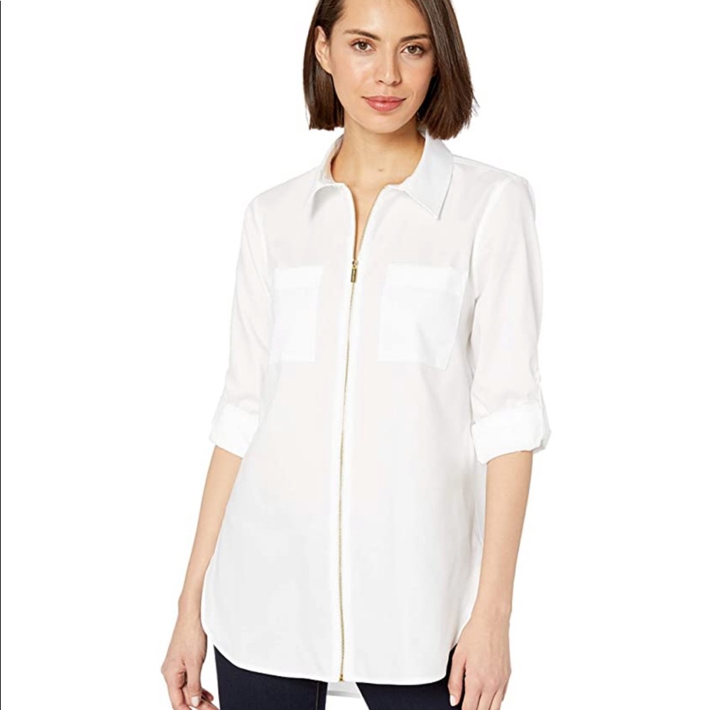 COPY - Calvin Klein roll sleeve tunic with zip front XL